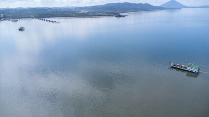 Ferries that take passengers to the port pass through the Kalimantan Sea