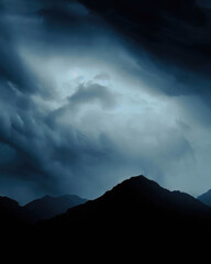 Stormy mountain silhouette background