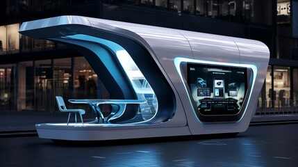 A sleek and modern office booth.