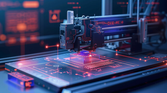 3d printer futuristic manufacturing and robotic