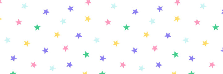 Baby cute seamless pattern with space elements on white background. Hand drawn flat cartoon style. Vector illustration