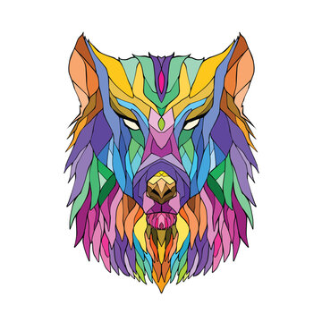 Colorful Shape Wolf Face Nature Beauty