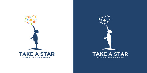 Fototapeta premium Logo Taking Stars Design Template Vector, taking stars love, Emblem, Design Concept, Creative Symbol, Icon