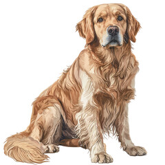 vector illustration of a dog breed Golden Retriever on a white background