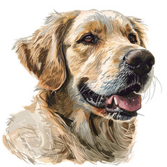 vector illustration of a dog breed Golden Retriever on a white background