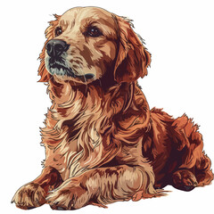 Golden Retriever dog. Vector illustration isolated on white background.