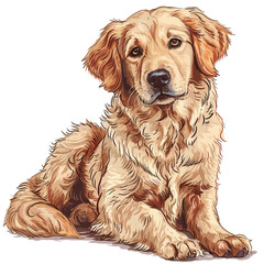 Golden Retriever dog. Vector illustration isolated on white background.