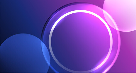 Neon glass circle copyspace for your text or product presentation geometric background. Vector illustration For Wallpaper, Banner, Background, Card, Book Illustration, landing page