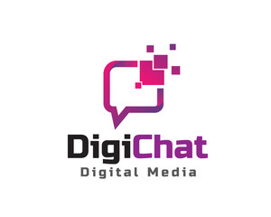 Chat data transfer data pixel communication logo icon symbol design template illustration inspiration