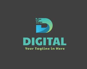 D digital move trans initial logo icon symbol design template illustration inspiration