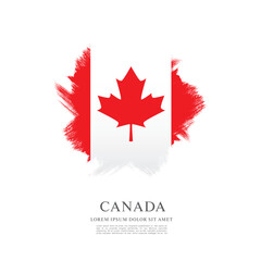 Fototapeta na wymiar Flag of Canada, brush stroke background