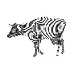 Fototapeta na wymiar Simple line art illustration of a cow 3
