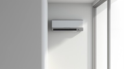 Modern Wall-Mounted Air Conditioner in Minimalist White Room