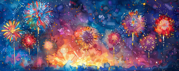 Colorful carnival watercolour. Holiday celebration - obrazy, fototapety, plakaty