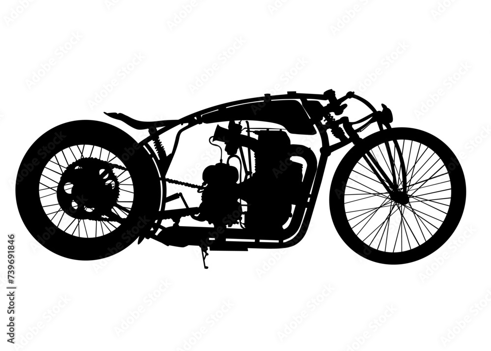 Poster Old big bike on white background