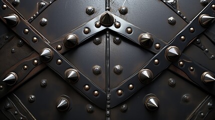 Robust steel plate adorned with rivets for industrial durability. Ai Generated