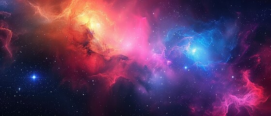 Dive into a colorful space galaxy cloud nebula. Stary night cosmos. Ai Generated - obrazy, fototapety, plakaty