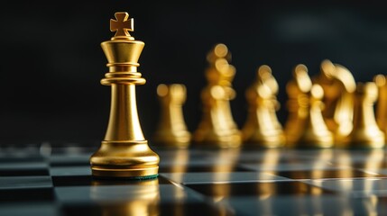 In the game of chess, the gold queen reigns supreme as the leader, symbolizing strategic prowess in business. Ai Generated.