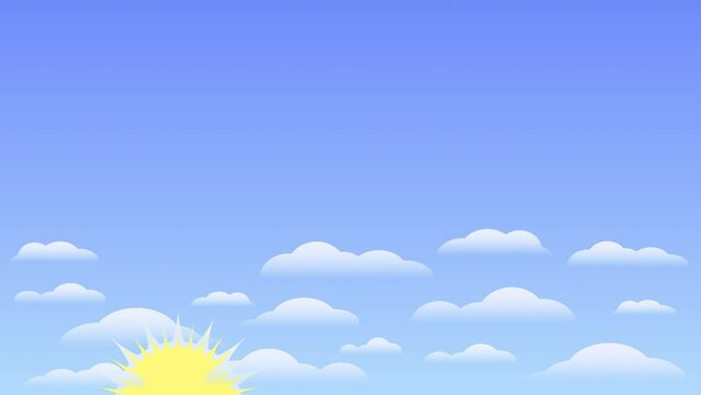 Cartoon-style Video Animation of Clouds, a Sun, and Good Morning Text on a Blue Sky Background – Motion Graphics