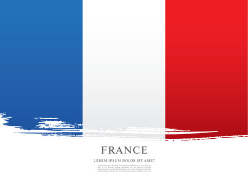 Flag of France, vector illustration, brush stroke background