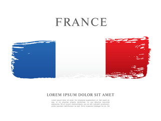 Flag of France, vector illustration, brush stroke background