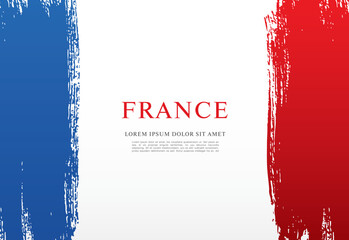 Flag of France, vector illustration, brush stroke background - obrazy, fototapety, plakaty