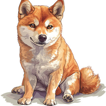 Shiba inu dog. Vector illustration of a Japanese dog.