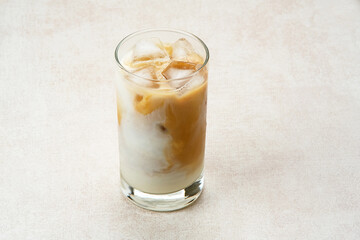 Iced caramel macchiato coffee in glass
