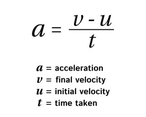 Acceleration Formula on the white background. Education.  Science. Vector illustration.