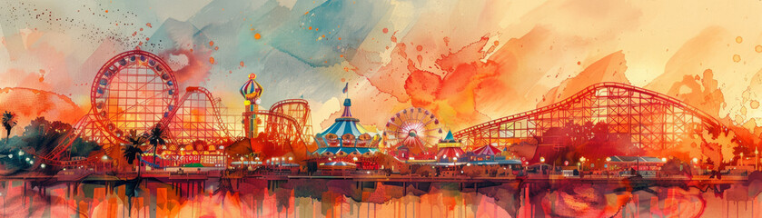 Colorful carnival watercolour. Holiday celebration - obrazy, fototapety, plakaty