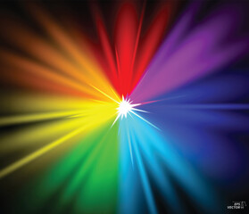 Colorful glowing bright light background or rainbow shining star sparkling concept. 3D Illustration