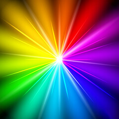 Colorful glowing bright light background or rainbow shining star sparkling concept. 3D Illustration