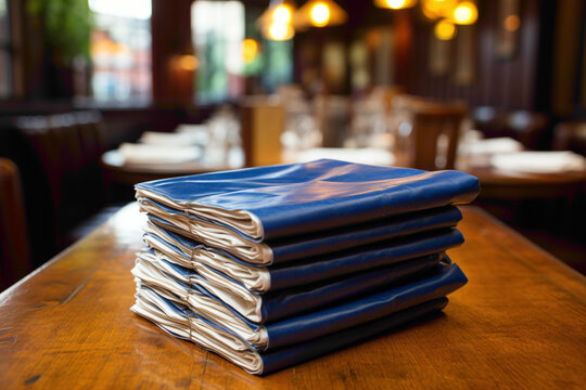 A stack of practical disposable napkins on a restaurant dining table