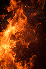 Fototapeta na wymiar Fierce Inferno: A Mesmerizing Intensity of a Bonfire in the dead of Night