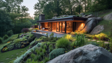 Tucked into a hillside this earthsheltered dwelling boasts a modern design and ecoconscious features making it the ultimate green retreat.