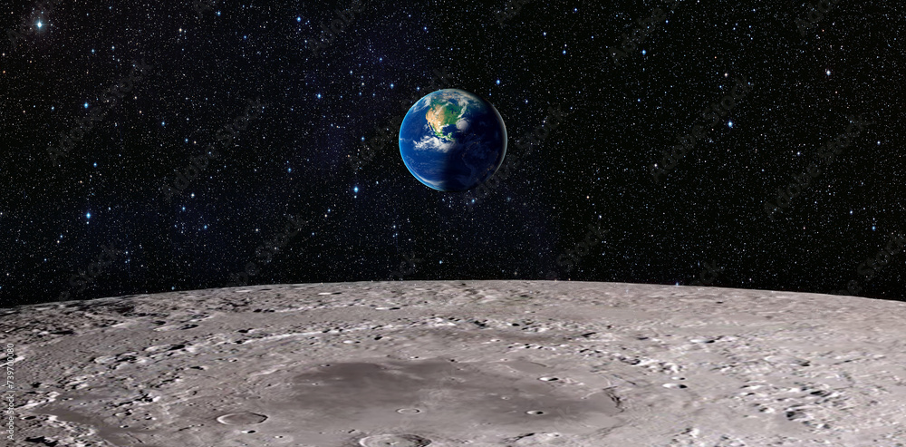Fototapete The Earth as Seen from the Surface of the Moon 
