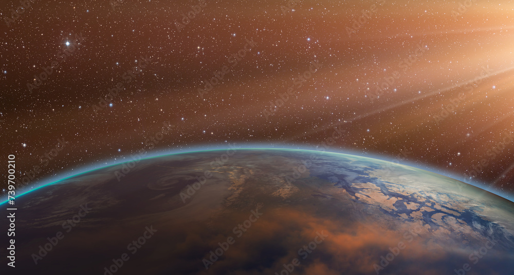 Poster planet earth with a spectacular sunset 