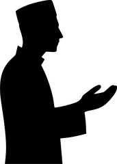 Silhouette of a Moslem person praying