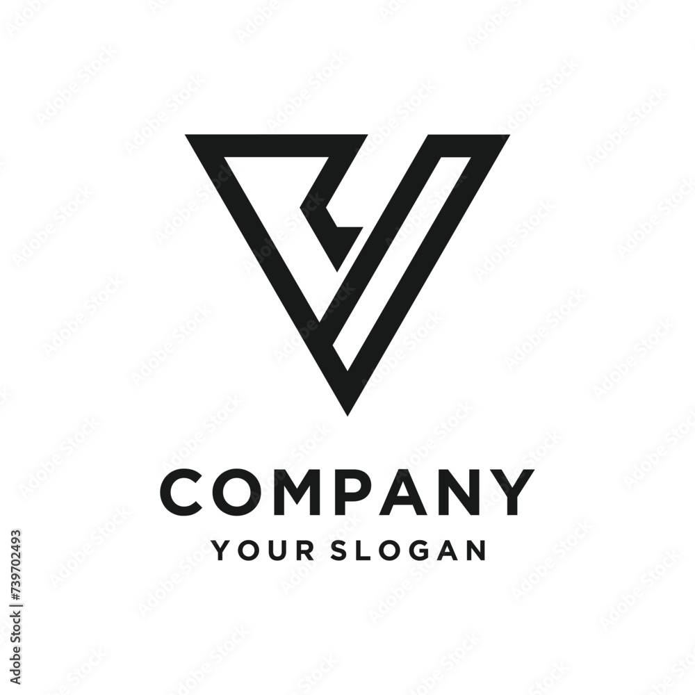 Poster letter v design element vector icon with creative and simple style