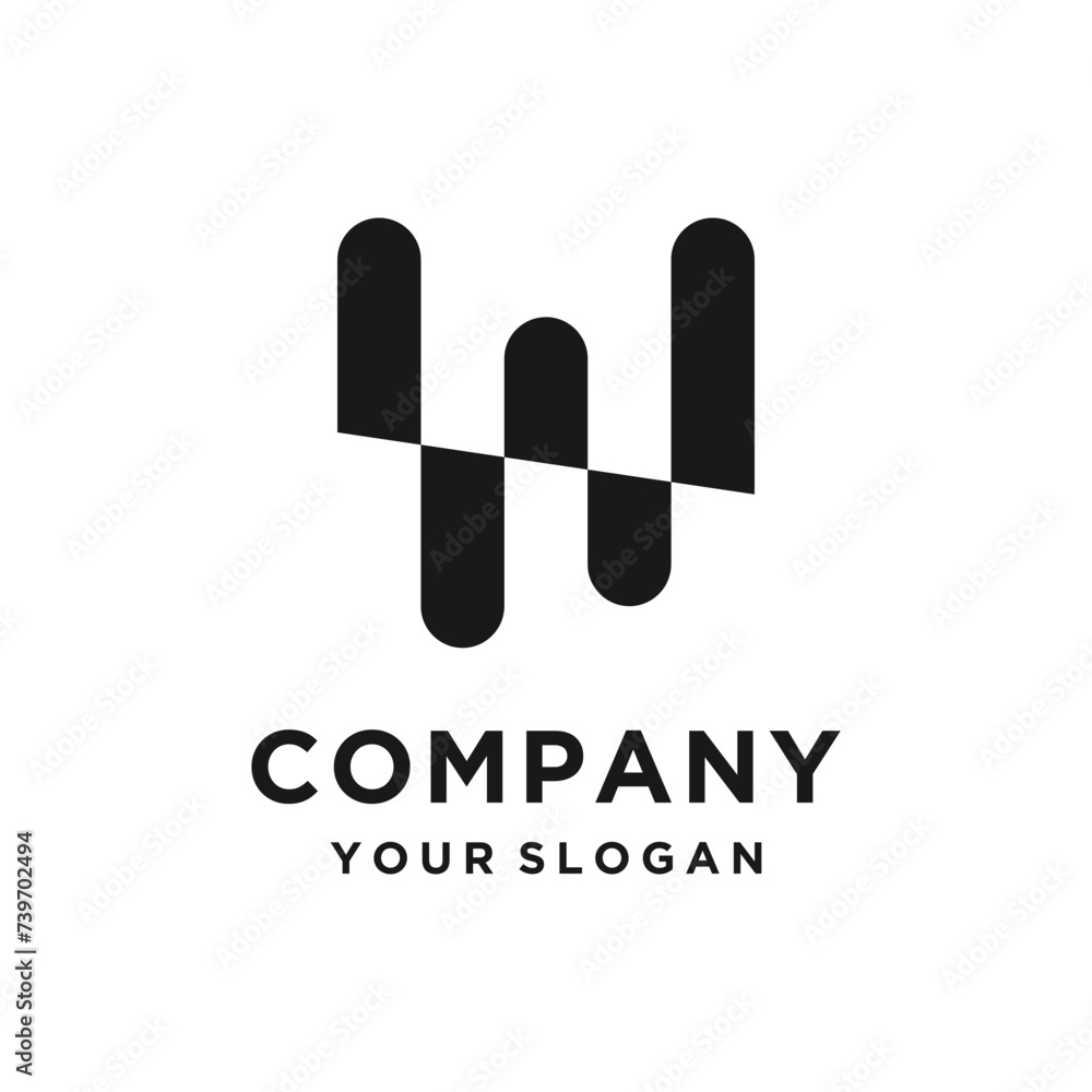 Poster letter w design element vector icon with creative and simple style