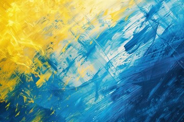 abstract background blue yellow and blue colors of paint on a canvas