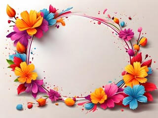 Abstract floral background with colorful flowers and paint splashes. Vector illustration. AI Generated 