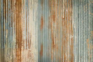 Old zinc wall texture background, rusty on galvanized metal panel sheeting. - obrazy, fototapety, plakaty