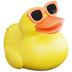 3d render of rubber duck wearing sunglasses with summer concept. © KWstudio