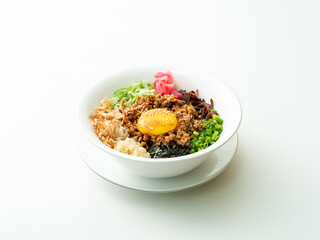 Grilled pork with scallion and egg rice bowl