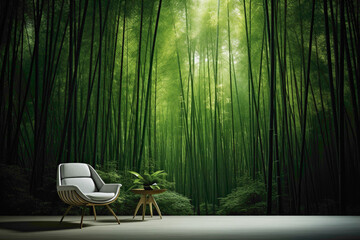 A serene bamboo forest with your product integrated into the harmonious natural surroundings.