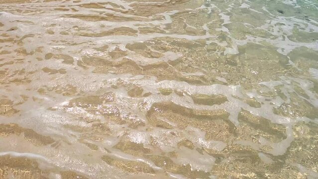 The waves breaking at a beach with a transparent colar revealing the beach at Sao Tome,Africa