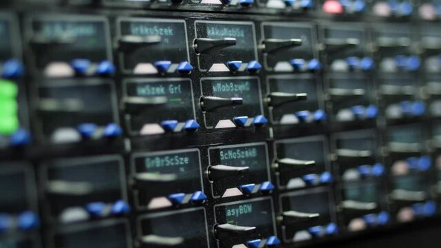 Dusty control panel monitors Shakespeare's stage
