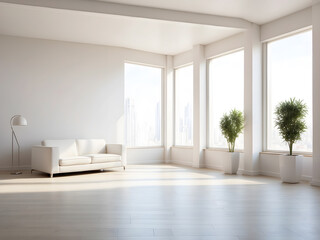 Fototapeta premium Modern bright interiors empty room design.
