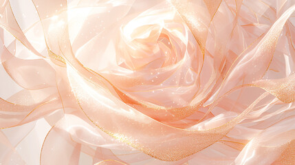 ピンクときらめくゴールドの繊細な薔薇のような模様のイラスト背景 - obrazy, fototapety, plakaty